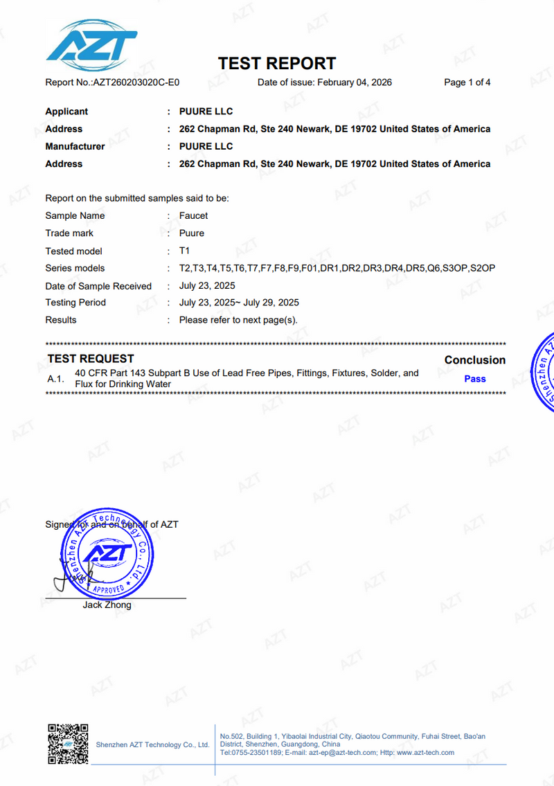 Rapporto di conformità assenza piombo