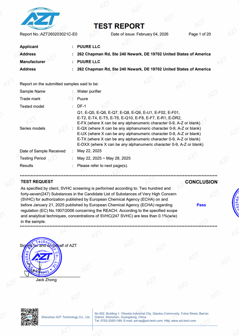 Rapporto di test REACH SVHC
