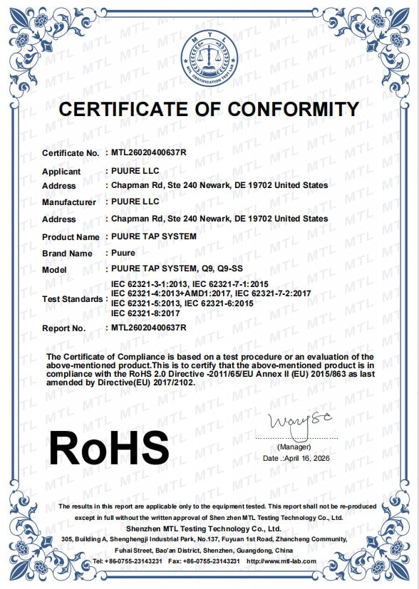 REACH Certificate of Conformity
